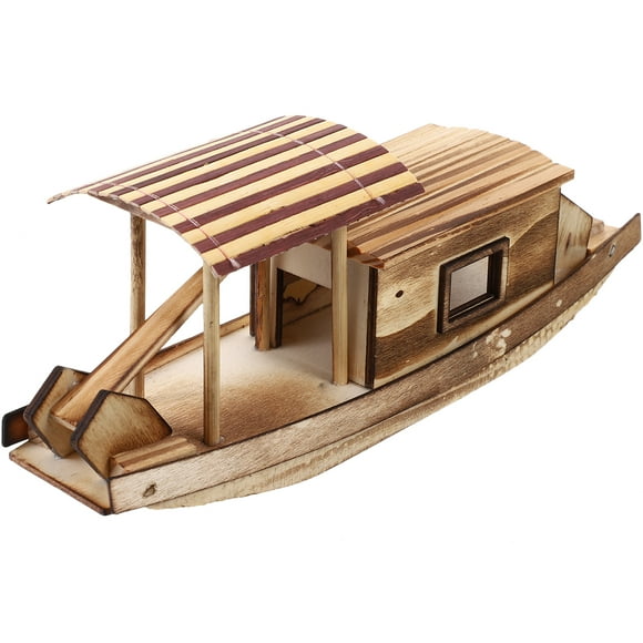 Modèle de Bateau en Bois Modèle de Bateau Vintage Ornement de Bateau de Pêche de Bureau Décoration d'Étagère