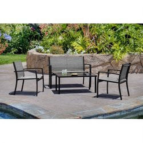 Devoko 4‑Piece Patio Bistro Set – Textilene Outdoor Conversation Set with Loveseat and Tea Table, Gray