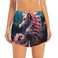 thumbnail image 4 of Lsque Ocean Seahorse Printed Women's Running Shorts with Liner Pockets,Elastic Quick Dry Workout Athletic Gym Yoga Shorts,Womens High Waist Shorts-Large, 4 of 9