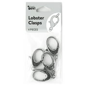 Cousin DIY Antique Style Large Metal Lobster Clasps, 4 Piece, Silver Finish