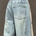 thumbnail image 6 of Guluxicc Girls Baggy Jeans Kids Denim Pants with Bow Tie Embroidered Straight Wide Leg Streetwear Girl Trendy Elastic Waist Pants 4-14 Years, 6 of 9