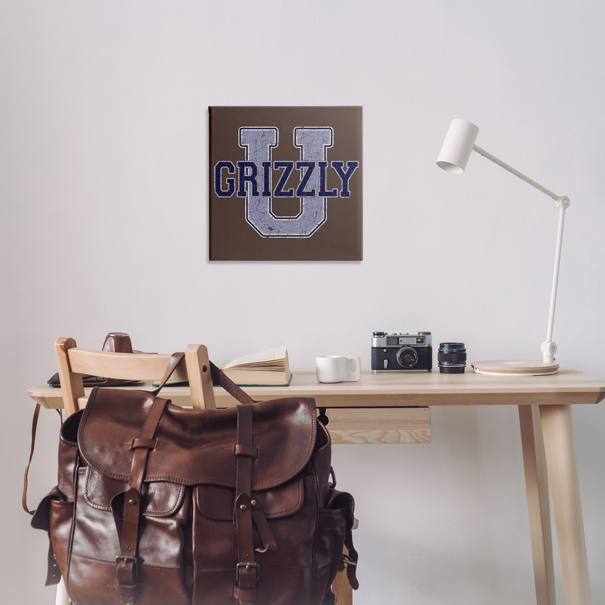 Stupell Industries Grizzly U College University Novelty & Humor Painting Wrapped Canvas Art Print Wall Art, 24 x 24