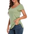 thumbnail image 2 of Womens V-Neck T Shirts Loose Fit Casual Short Sleeve Tops Side Slit Basic Tee, 2 of 6
