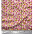 thumbnail image 1 of Soimoi Yellow Cotton Duck Fabric Leaves & Daffodil Floral Print Fabric by Yard 56 Inch Wide, 1 of 3