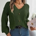thumbnail image 4 of Ashirexll Pullover Sweaters for Women Winter Sweaters Fashion Casual Button Long Sleeve V-Neck Keeping Warm Outing Knit Sweater, 4 of 7