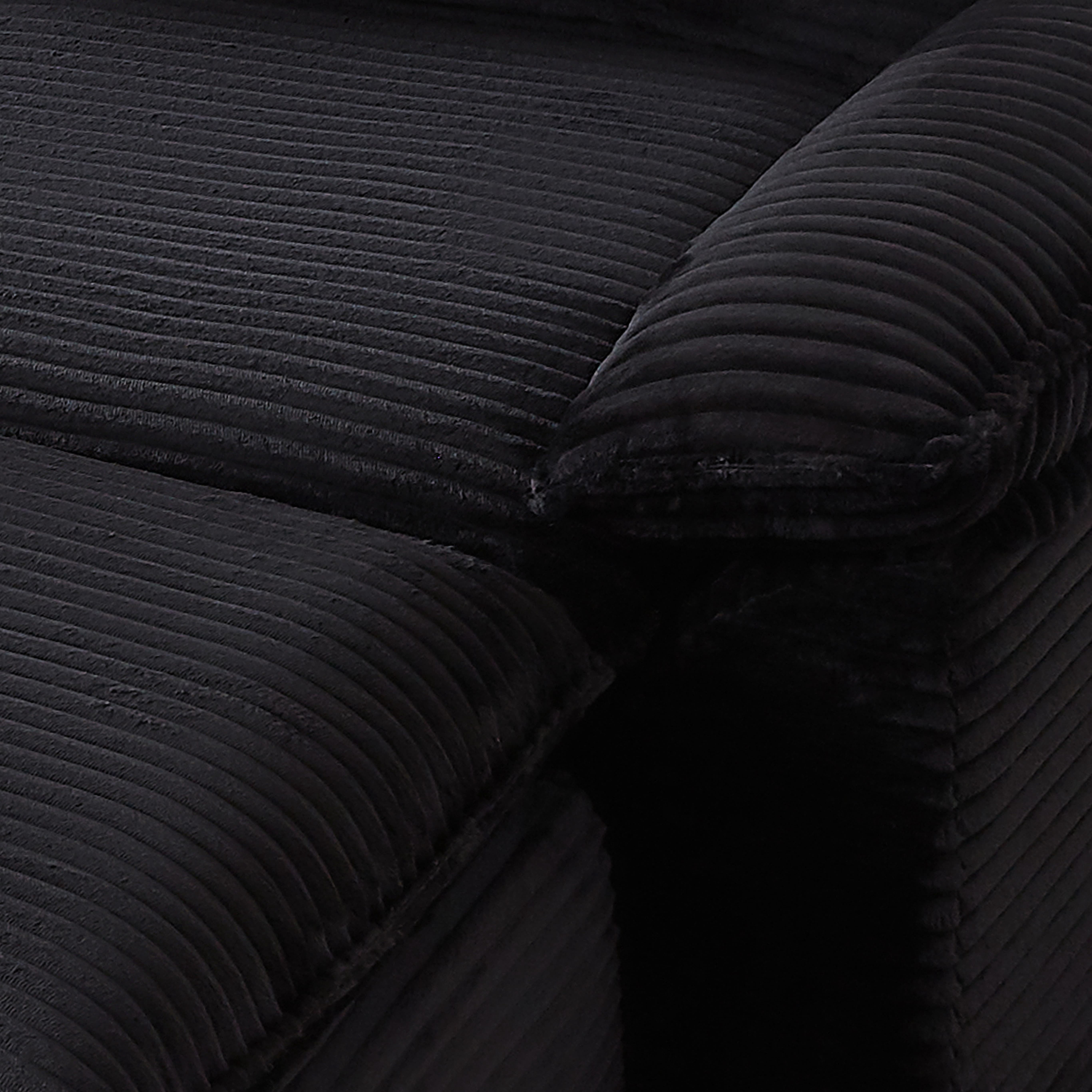 MAYEERTY Modern Modular Corduroy Sofa, Black Cloud-Soft Sectional Couch for Apartment
