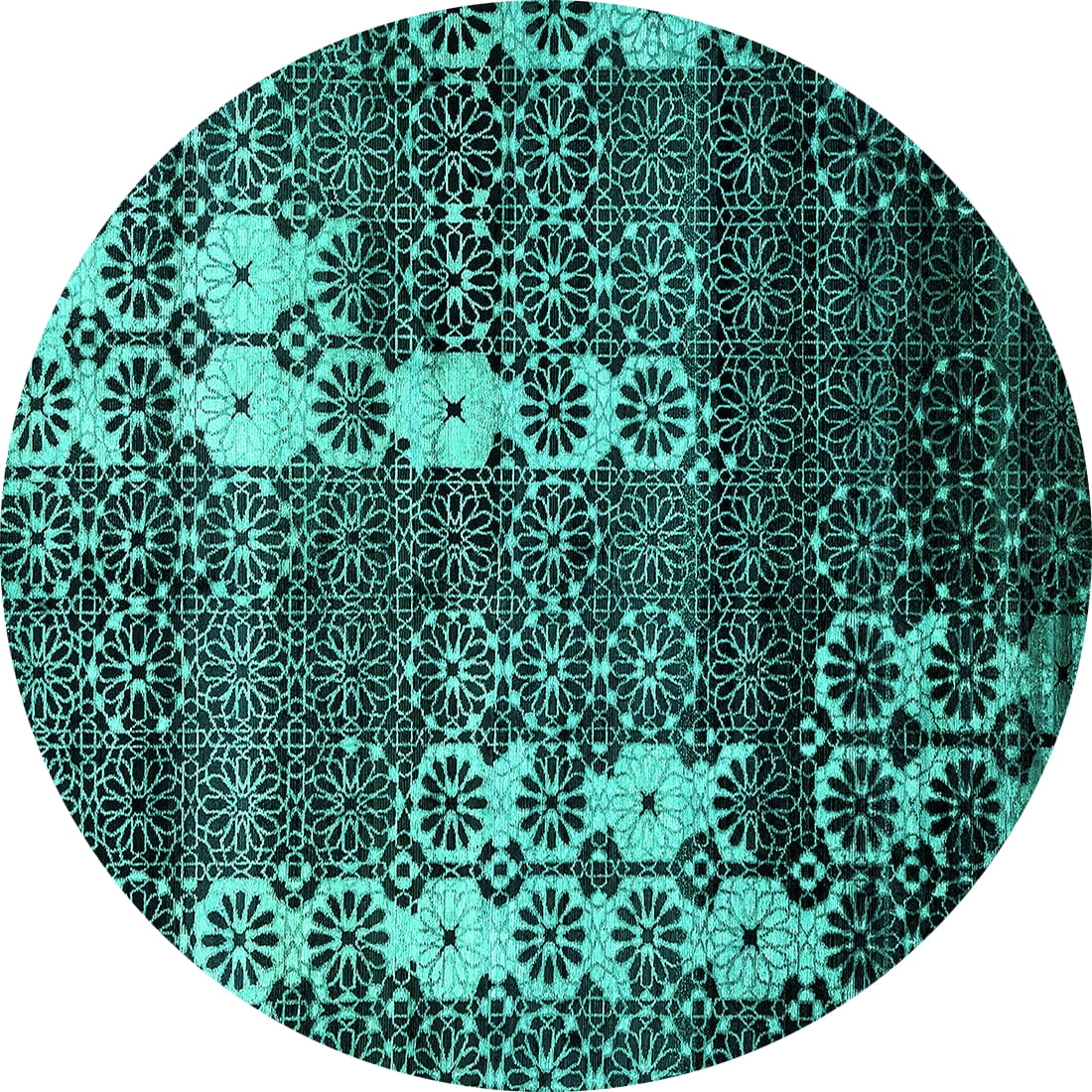 Ahgly Company Indoor Round Abstract Turquoise Blue Modern Area Rugs, 8 ...