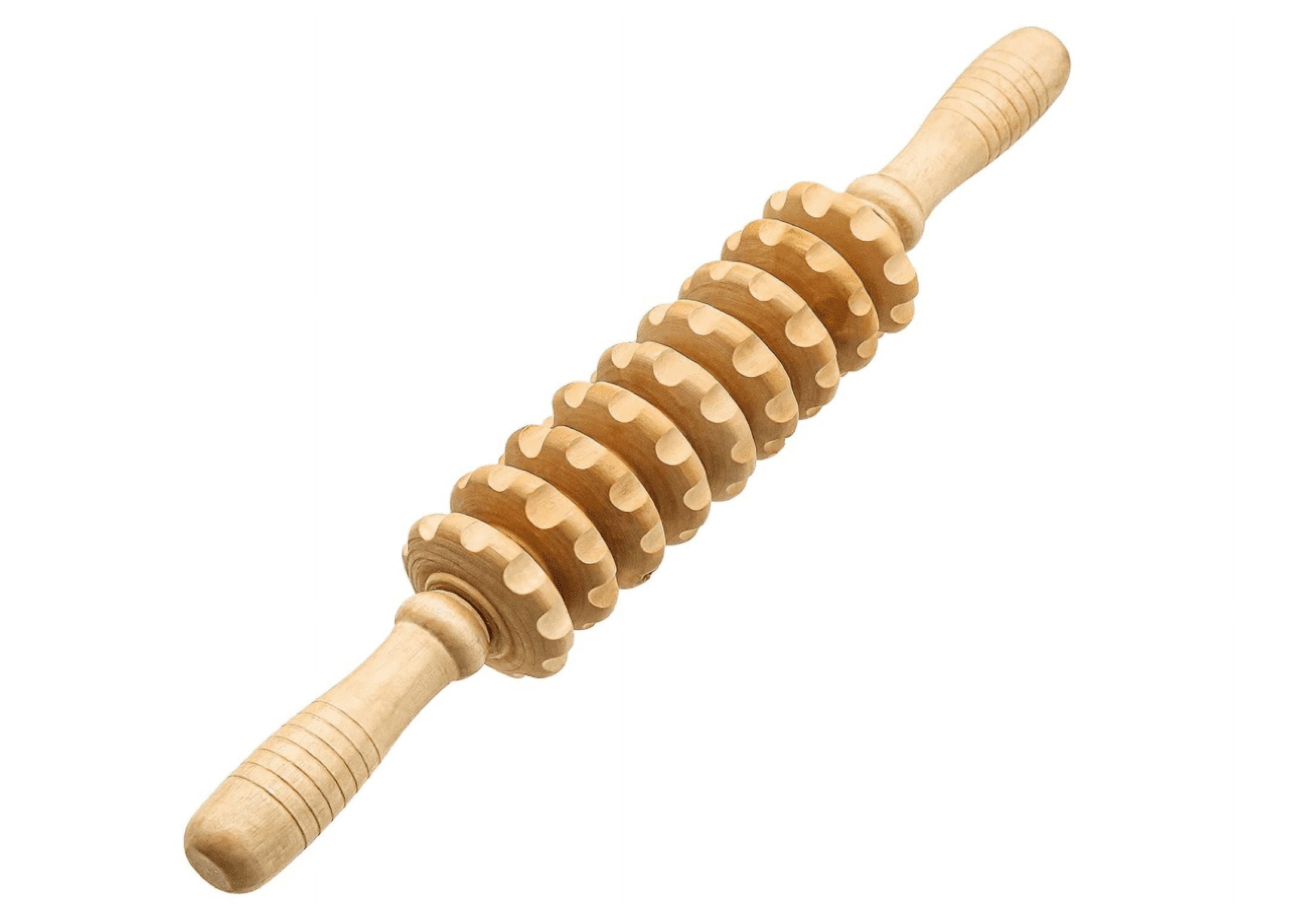 Mr. Woodware Wooden Curved Massage Stick Roller - 15.6 inch Wood Roller  Massager for Body, Waist, Thigh, Belly, Legs Muscle - Manual Self Therapy
