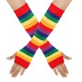 thumbnail image 4 of XMMSWDLA Women'S Rainbow Stripe Arm Leg Warmer Knit Fingerless Costume Gloves Womens Motorcycle Gloves Red, 4 of 5