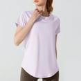 thumbnail image 2 of APEXFWDT Women's Short Sleeve Workout T-Shirts Curvy Hem Running Yoga Tee Tops Open Back Gym Athletic Tops S,Purple, 2 of 4