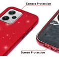 thumbnail image 3 of Compatible with Redmi Note 12 Pro 5G Case Cute Glitter Sparkly Shockproof Xiaomi Redmi Note 12 Pro 5G Phone Case for Women Girls TPU Slim 3 in 1 Protective Cases (Red), 3 of 14