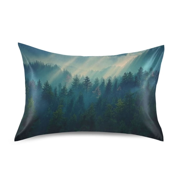 Dailycode Satin Pillow Case Standard Silk Pillow Cover for Hair and Skin Envelope Closure Dense Forest 20"x26"