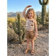 thumbnail image 5 of BemeyourBBs Western Toddler Baby Girls Cowgirl Outfit Denim 2 Piece Outfit Baby Girl Summer Clothes Kids Cute Horse Print Camisole Tank Vest Tops and Elastic Frayed Jeans Shorts Set, 5 of 9
