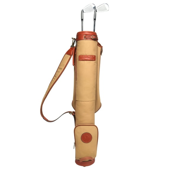 TOURBON Retro Canvas and Leather Golf Clubs Bag Sunday Fleece Padded Pencil Bag