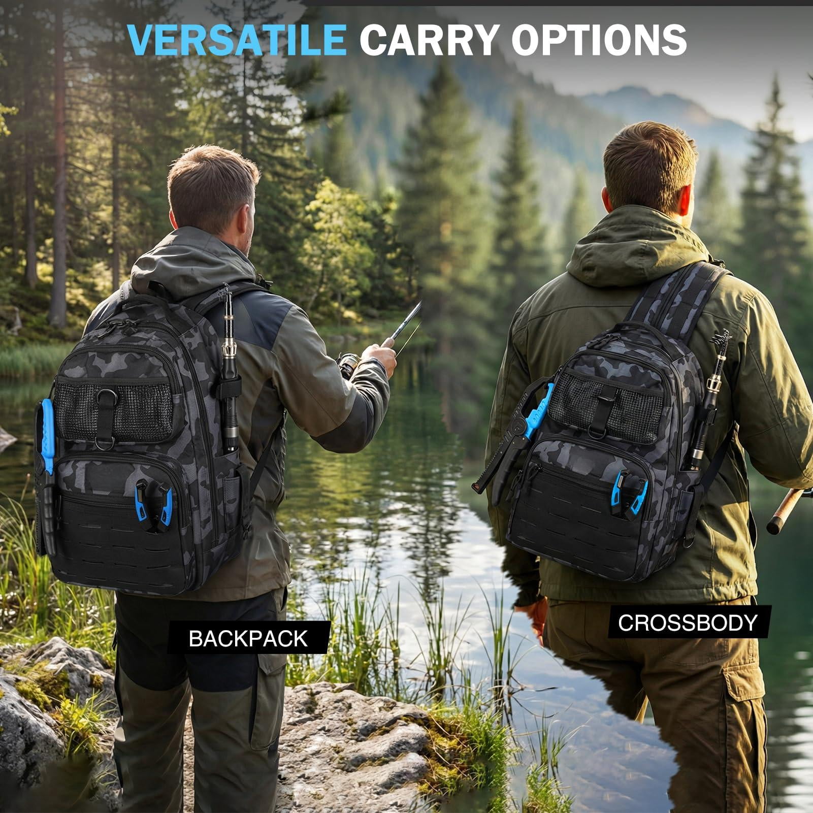 Fishing Gear  Backpack With Rod Tackle Box Waterproof Holders Lures Tools Pliers & Accessories Fish Gifts For Men