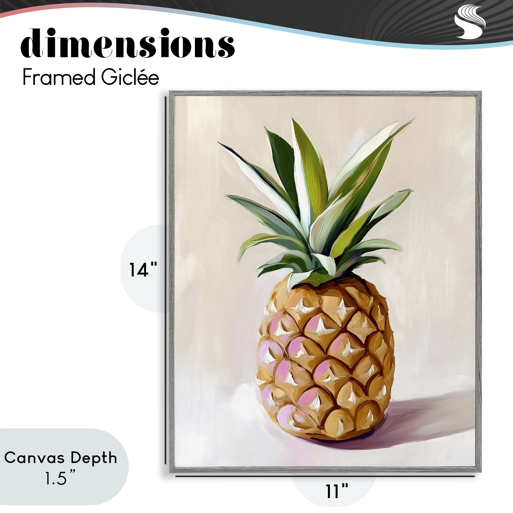 Stupell Industries Pastel Pineapple Tropical Fruit Gray Framed Giclee Art, design by The Prints Vibe