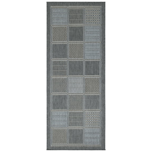 Ottomanson Landscape Boxes Design 3x7 Non Shedding Indoor Runner Rug, 2'7" x 6'11", Gray