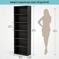 thumbnail image 6 of 71" Tall 6-Tier Bookshelf, Large Open Storage Bookcase, Freestanding Display Shelf for Living Room, Bedroom or Home Office, Black, 6 of 9
