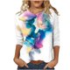 thumbnail image 2 of ICHUANYI Clearance Women's Fashion Printed Loose T-shirt 3/4 Sleeves Blouse Round Neck Casual Tops(Multicolor, L) ICHUANYI WER2023081205523, 2 of 5