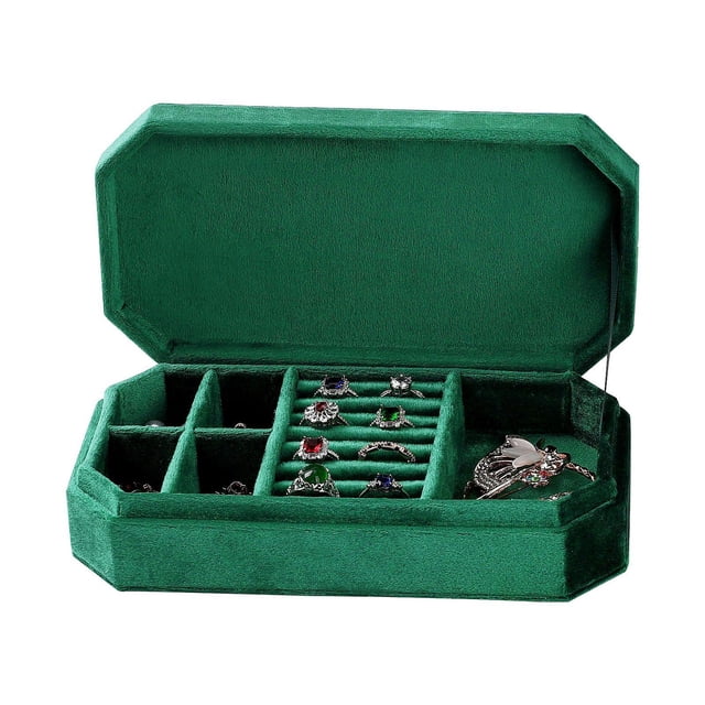 Estuche para joyas,Caja de terciopelo para guardar joyas,organizador de joyas,Estuche multiusos para joyas,Joyas Pendientes Pulseras Collar Colgante,Soporte de exhibición de anillos y Verde