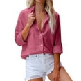thumbnail image 2 of Mashaouyo Womens Button Down Shirts Teenfriend Long Sleeve Oversized Blouses Tops Clearance Sale, 2 of 4