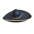 thumbnail image 2 of LRen Tea Party Hats Mexican Straw Hat for Men and Women Ethnic Summer Craft Large Brim Sun Summer Beach Sun Hat Gold, 2 of 3