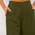 thumbnail image 4 of WTOBBY Women's Fashion Casual Comfortable Cotton Linen Bermuda Shorts, Dressy Wide Leg High Waisted Pull-On Summer Style for Outings,Green M, 4 of 5