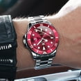 thumbnail image 6 of OLEVS Watches for Men Business Dress Luxury Casual Analog Quartz Stainless Steel Waterproof Luminous Date Men Wrist Watches reloj para hombre Red Dial, 6 of 13