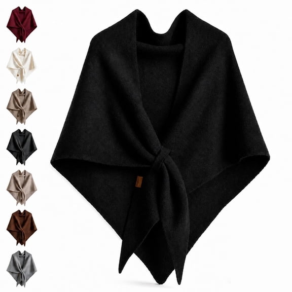 Fleece Shawl Wrap for Women, Soft Knit Winter Poncho Shoulder Wrap Sweater Cardigan, Lightweight Cozy Scarf Shawl for Travel