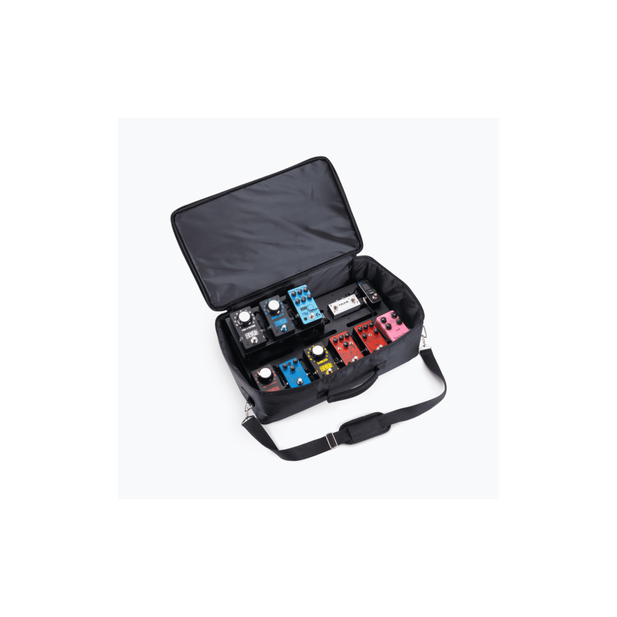 On-Stage Deluxe Two-Tier Guitar Pedalboard with Adjustable Upper Tier Holds Up to 11 Standard Pedals