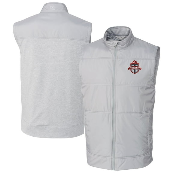 Men's-Cutter & Buck  Gray Toronto FC Big & Tall Stealth Hybrid Quilted Windbreaker Full-Zip Vest