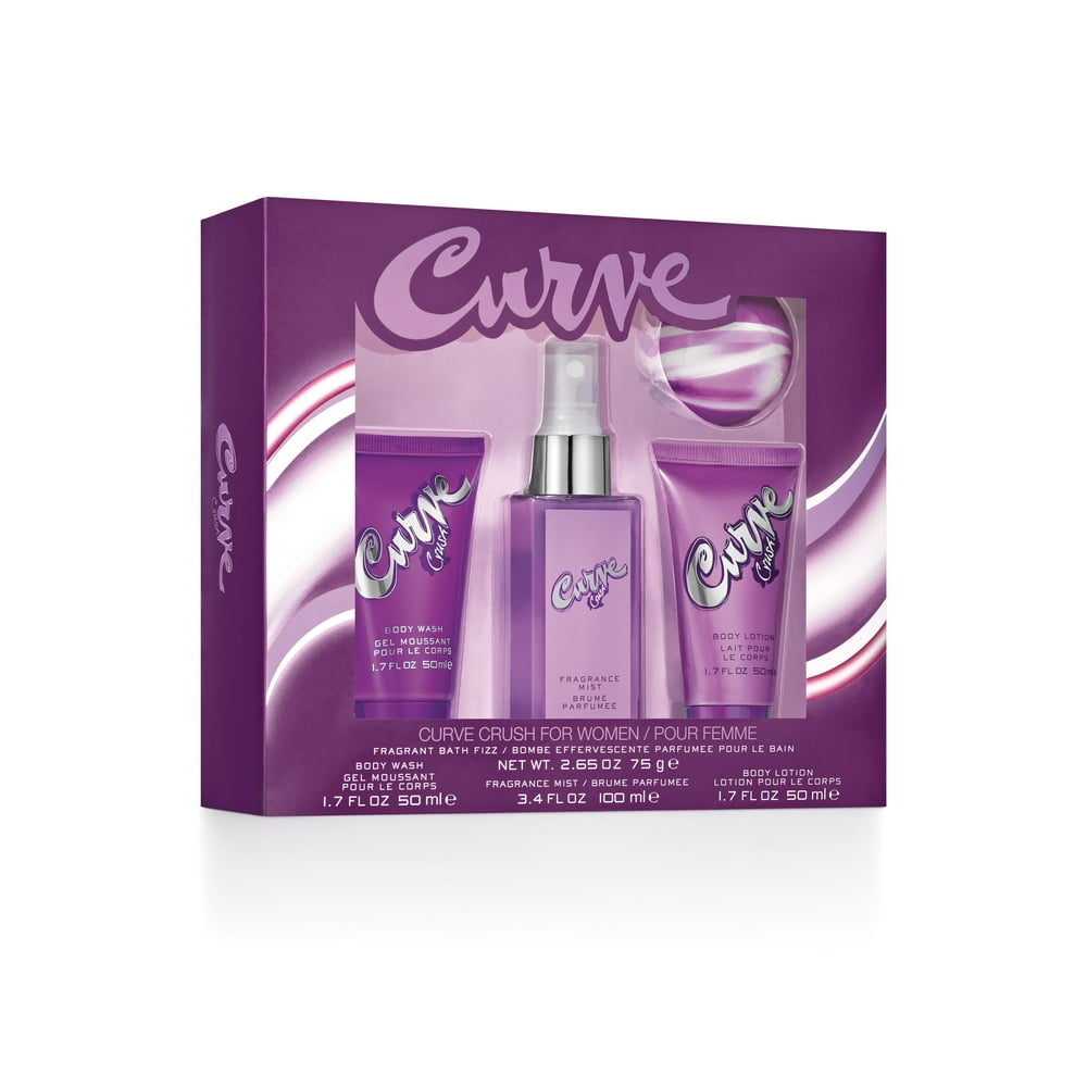 Curve Crush Bath and Body Set for Women, 4 piece