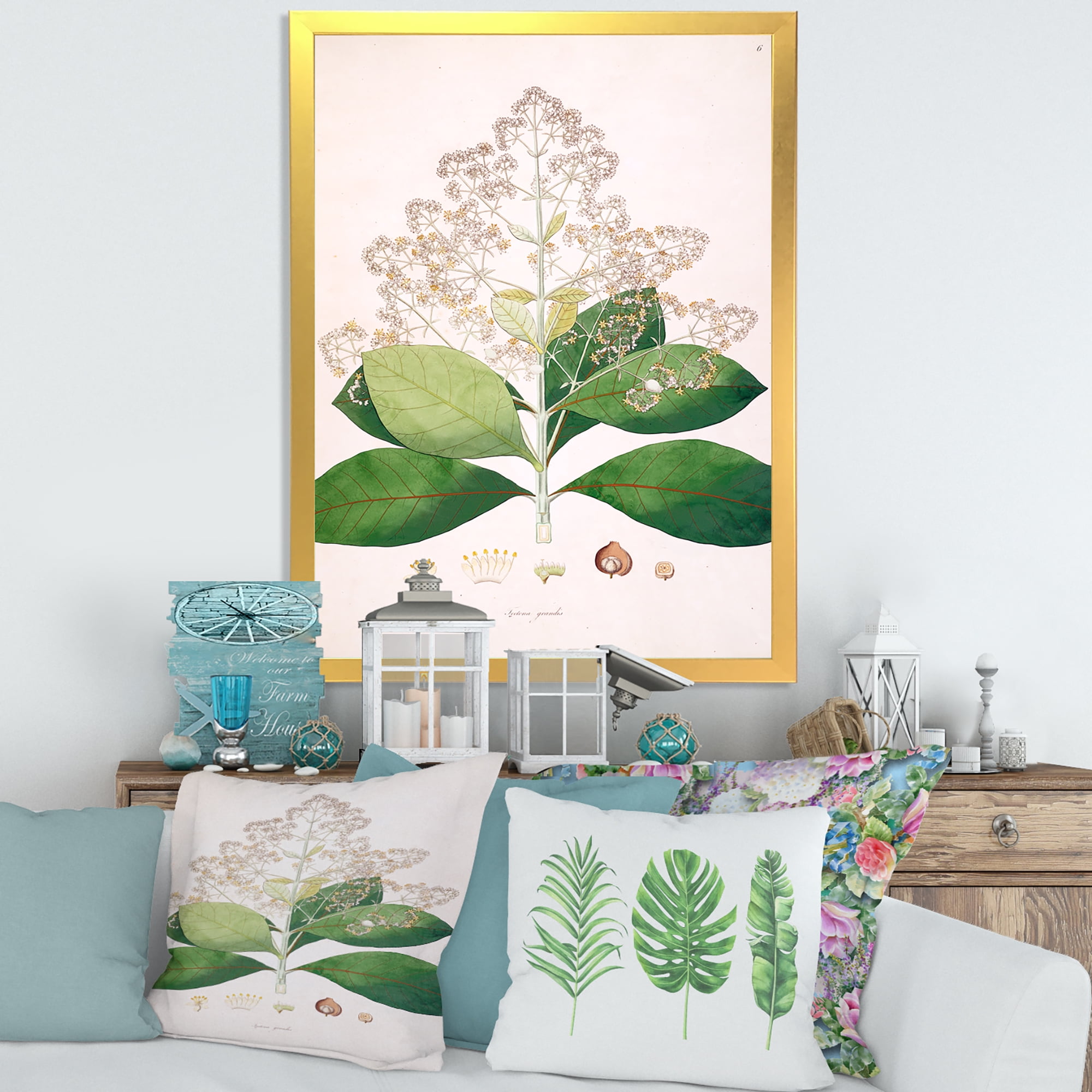 Designart 'Ancient London Plants III' Farmhouse Framed Art Print
