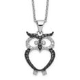 thumbnail image 3 of Sterling Silver Cubic Zirconia & Rhodium Owl 18in Necklace, 3 of 5