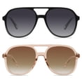 thumbnail image 1 of YDAOWKN Gafas de sol de aviador cuadradas retro para mujer y hombre, gafas de sol vintage de los años 70 con doble puente, 1 of 1