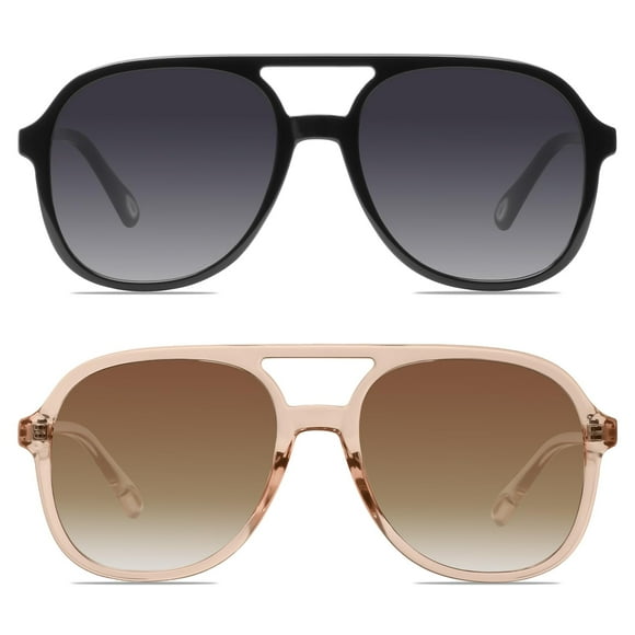 YDAOWKN Gafas de sol de aviador cuadradas retro para mujer y hombre, gafas de sol vintage de los años 70 con doble puente