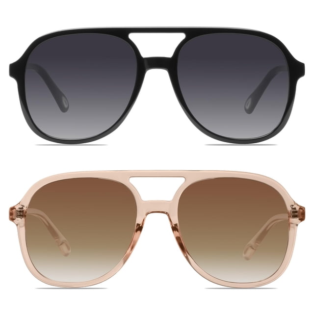 YDAOWKN Gafas de sol de aviador cuadradas retro para mujer y hombre, gafas de sol vintage de los años 70 con doble puente