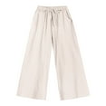 thumbnail image 4 of Lixiuxyad Cargo Pants for Women Women Solid Casual Pocket Wide Leg Pants Elastic Waist Belt Loose Pants Cropped Pants Yellow, 4 of 6