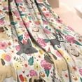 thumbnail image 3 of Pug Dogs with Flowers Blanket,Comfortable Soft Flannel Throw Blanket,All Season,Warm Lightweight Blankets for Sofa Bed Couch Living Room Chair,40"x50"(100x130cm), 3 of 4