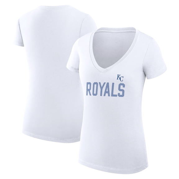 Women's G-III 4Her by Carl Banks  White Kansas City Royals Dot Print V-Neck Fitted T-Shirt