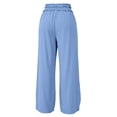 thumbnail image 6 of Cutuoiiu Pants for Women Solid Color Ruffled High Waist Wide Leg Palazzo Pants Elastic Smocked Waist Casual Cotton Pants with Side Pockets Plus Size Available for Summer Beach Daily Wear, 6 of 9