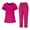 Hot Pink, variant on JULMCOMO Scrubs for Women Set Notch Neck Solid Casual Medical Work Nurse Scrubs Short Sleeve Hospital Easy Care Uniforms with Multi Pockets Hot Pink 2XL