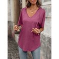thumbnail image 7 of Cuteduck Women's Short Sleeve V-Neck T-Shirt – Loose Fit Solid Color Soft Summer Top – Casual Everyday Essential S-2X, 7 of 7