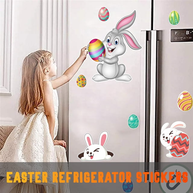 Fiudx Imanes de Conejito de Pascua para Nevera, Juego de Decoración de Huevos de Colores, Diseño Personalizable, Divertida Decoración Navideña para El Hogar, Extraíbles y Reutilizables, Accesorios Ma