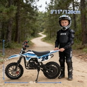 SYX MOTO MK 40cc 4-Stroke Gas Powered Mini Dirt Bike for Kids & Youth, Fully Automatic Entry-Level Off-Road Pit Bike with Speed Governor, Pull Start, Blue