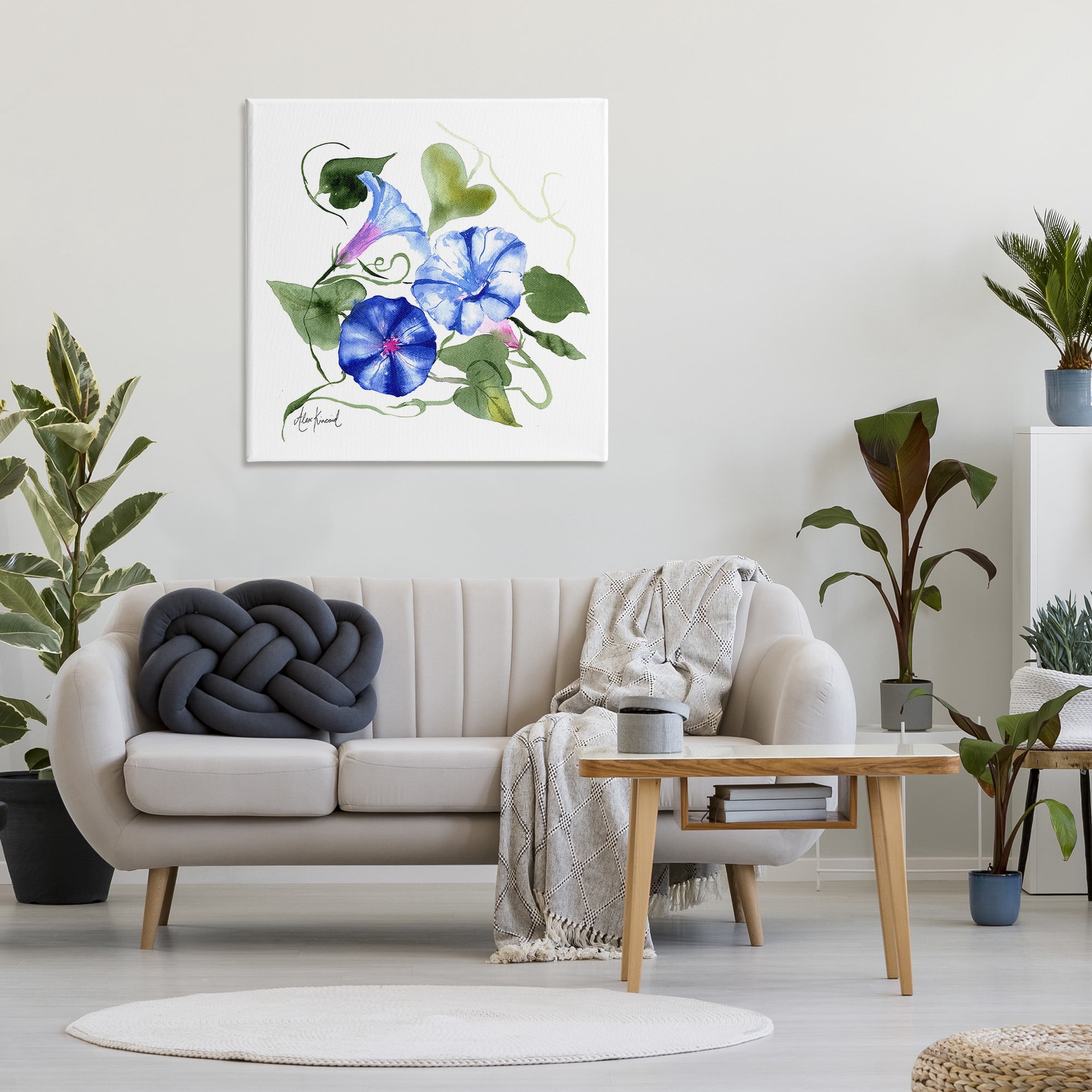Stupell Industries Minimal Morning Glories Botanical & Floral Painting Gallery Wrapped Canvas Art Print Wall Art, 36 x 36