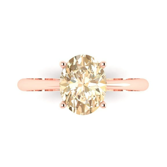 Clara Pucci 14K Rose Gold 2ct Morganite Solitaire Ring for Women
