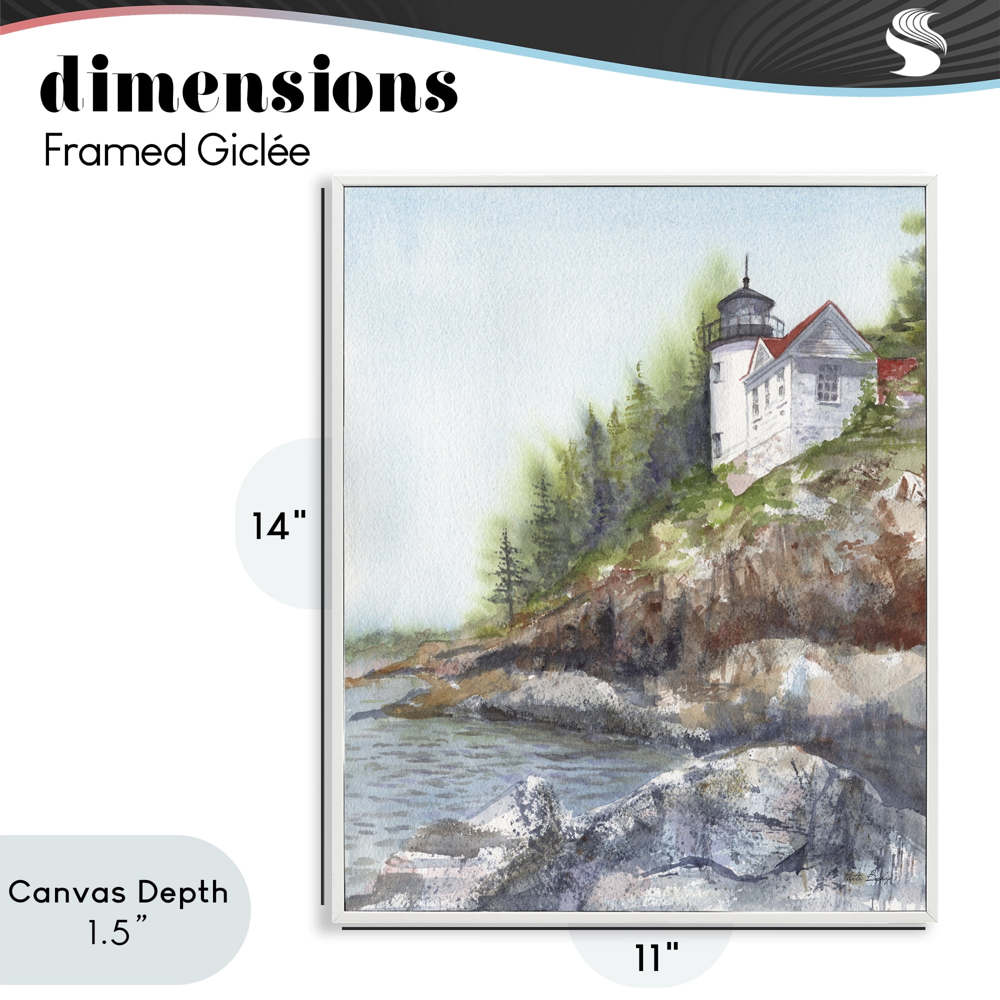 Stupell Industries Bass Harbor Lighthouse White Framed Giclee Art, design by Patti Bishop