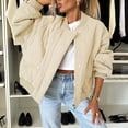 thumbnail image 2 of Dpytoraw Women's Solid Color Zippered Hooded Sweater Cozy Long Sleeve Winter Jacket With Button Detail, 2 of 5