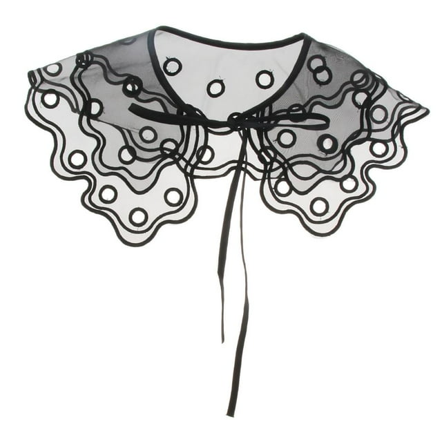 Collar falso para mujer, joyería de fiesta, collar étnico hecho a mano con bordado de gasa Negro 01